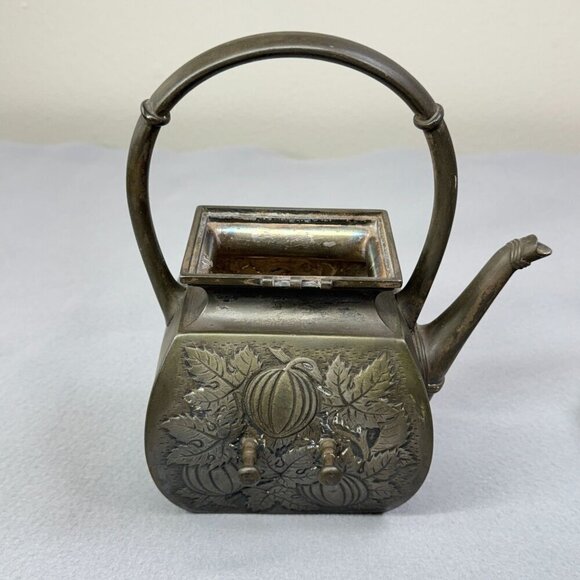1961 Vintage Teapot Meriden B. Company Arts and Crafts With Warmer Stand Decor - Picture 14 of 16